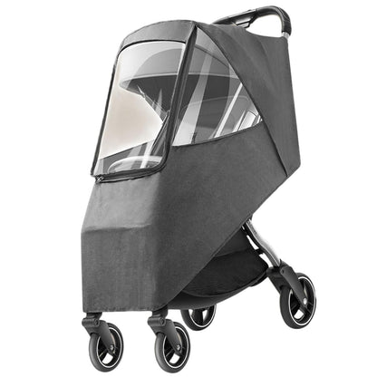 Universal Stroller Rain Cover, Windproof Coldproof Pushchair Cover with Breathable Transparent Fabric for Toddler Travel (Linen Blue)