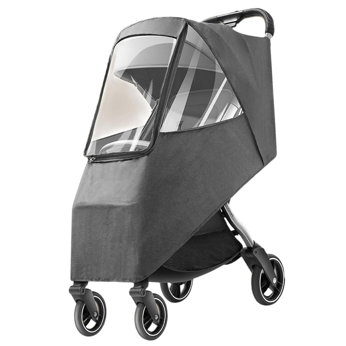 Universal Stroller Rain Cover, Windproof Coldproof Pushchair Cover with Breathable Transparent Fabric for Toddler Travel (Linen Blue)