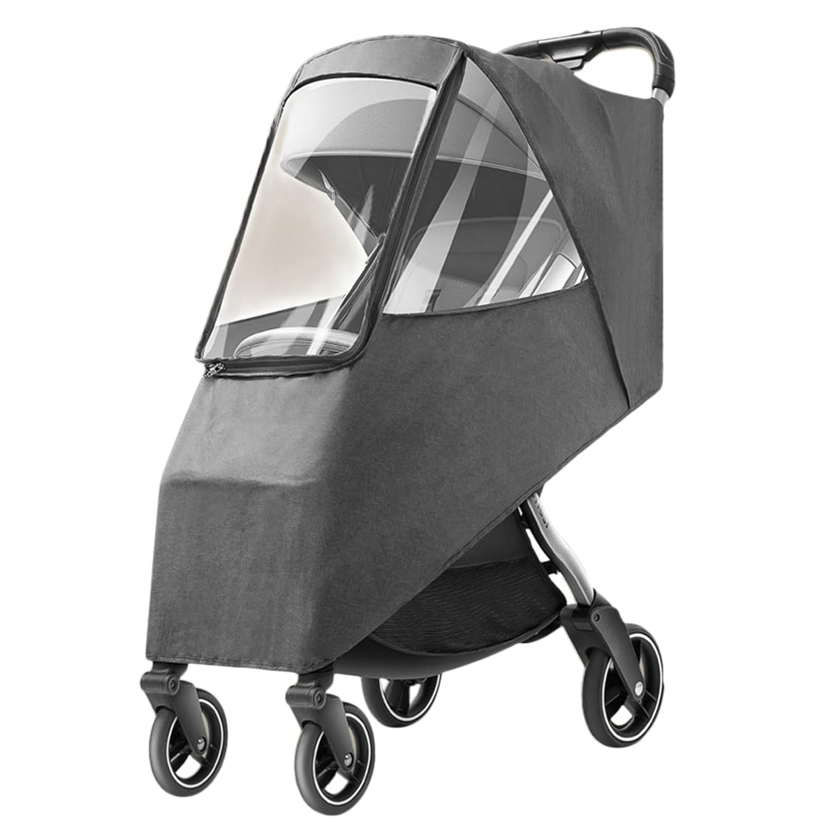 Universal Stroller Rain Cover, Windproof Coldproof Pushchair Cover with Breathable Transparent Fabric for Toddler Travel (Linen Blue)