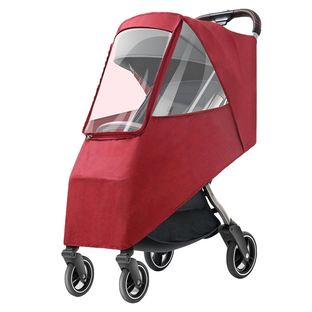 Universal Stroller Rain Cover, Windproof Coldproof Pushchair Cover with Breathable Transparent Fabric for Toddler Travel (Linen Blue)