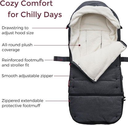 Universal Stroller Footmuff, Plush Weatherproof Bunting Bag