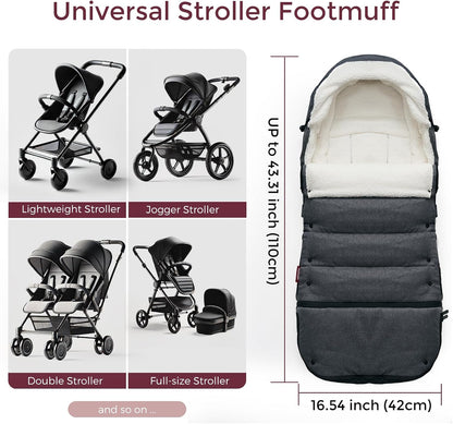 Universal Stroller Footmuff, Plush Weatherproof Bunting Bag