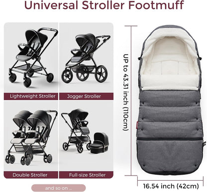Universal Stroller Footmuff, Plush Weatherproof Bunting Bag