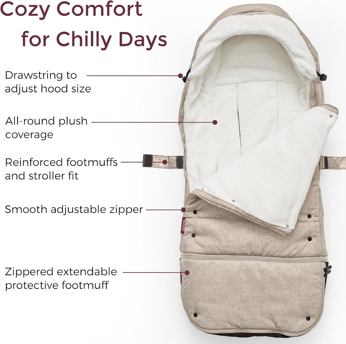 Universal Stroller Footmuff, Plush Weatherproof Bunting Bag