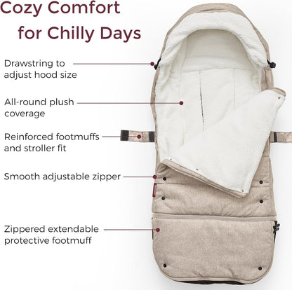 Universal Stroller Footmuff, Plush Weatherproof Bunting Bag