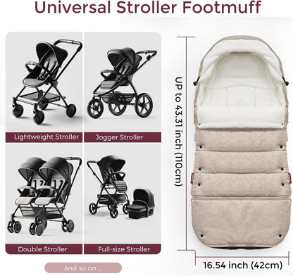 Universal Stroller Footmuff, Plush Weatherproof Bunting Bag