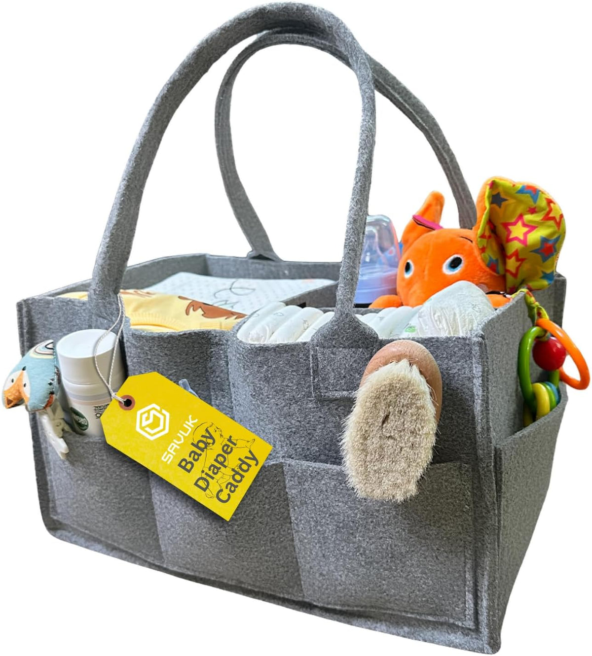 Baby Diaper Caddy Organizer Portable Newborn Shower Basket Gifts Storage Changing Wipes Bag Car Nursery Infant Boy or Girl Baby (Grey)