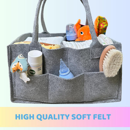 Baby Diaper Caddy Organizer Portable Newborn Shower Basket Gifts Storage Changing Wipes Bag Car Nursery Infant Boy or Girl Baby (Grey)