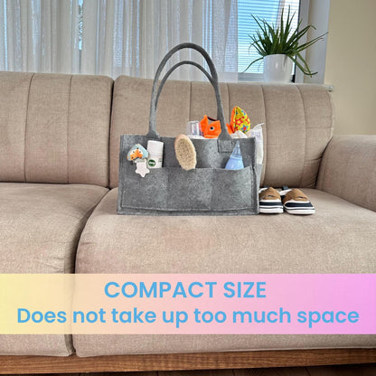 Baby Diaper Caddy Organizer Portable Newborn Shower Basket Gifts Storage Changing Wipes Bag Car Nursery Infant Boy or Girl Baby (Grey)