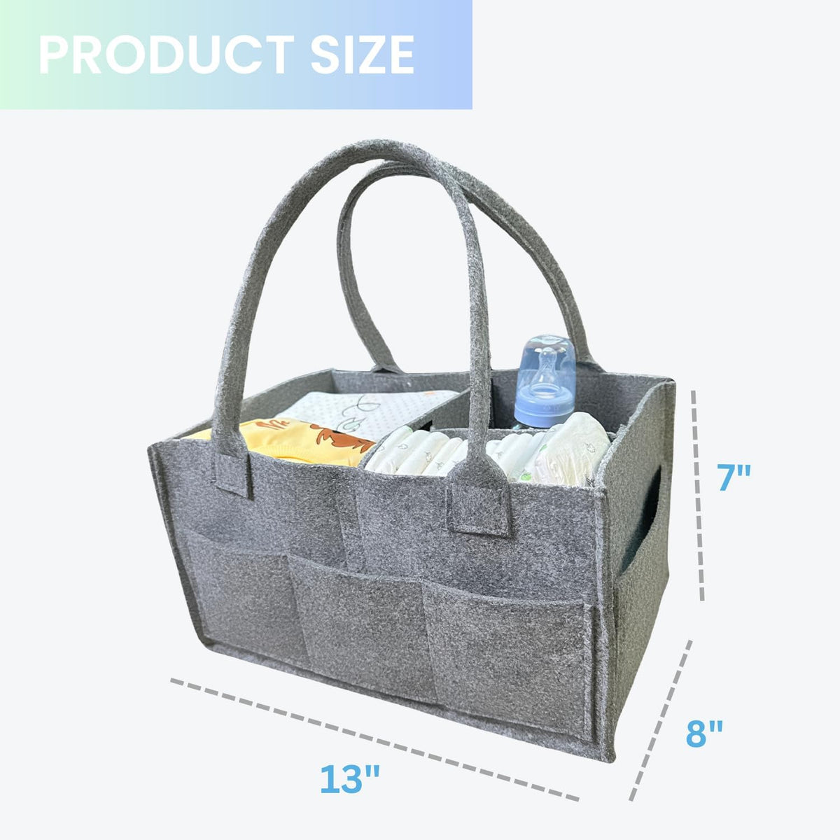 Baby Diaper Caddy Organizer Portable Newborn Shower Basket Gifts Storage Changing Wipes Bag Car Nursery Infant Boy or Girl Baby (Grey)