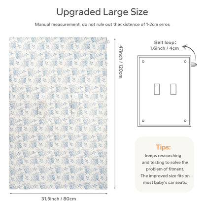 2-in-1 Muslin Baby Car Seat Cover & Nursing Cover, Soft Lightweight Breastfeeding Cover for Boys and Girls,Breathable Canopy for Infant Carseat & Stroller for Summer—Blueberrie