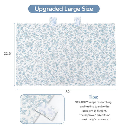 2-in-1 Muslin Baby Car Seat Cover & Nursing Cover, Soft Lightweight Breastfeeding Cover for Boys and Girls,Breathable Canopy for Infant Carseat & Stroller for Summer—Blueberrie