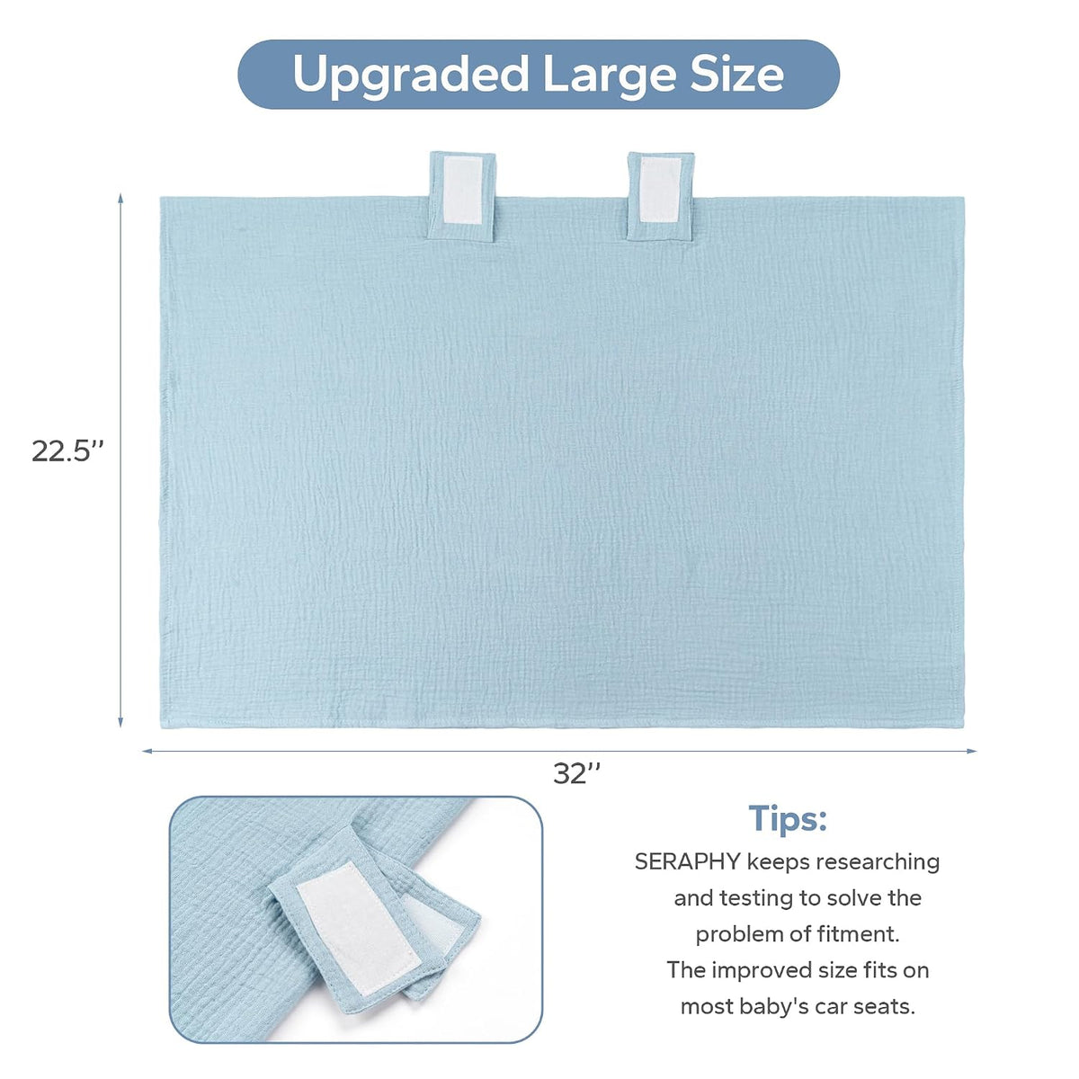 2-in-1 Muslin Baby Car Seat Cover & Nursing Cover, Soft Lightweight Breastfeeding Cover for Boys and Girls,Breathable Canopy for Infant Carseat & Stroller for Summer—Blueberrie