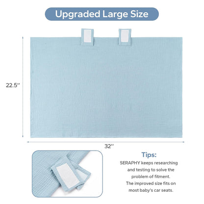 2-in-1 Muslin Baby Car Seat Cover & Nursing Cover, Soft Lightweight Breastfeeding Cover for Boys and Girls,Breathable Canopy for Infant Carseat & Stroller for Summer—Blueberrie