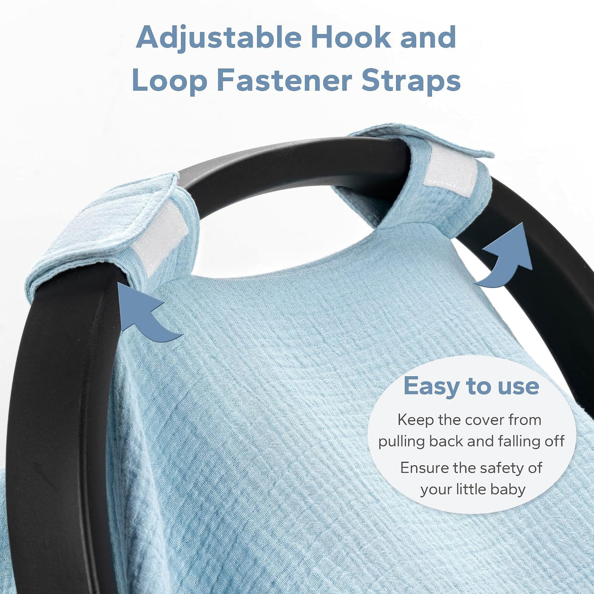2-in-1 Muslin Baby Car Seat Cover & Nursing Cover, Soft Lightweight Breastfeeding Cover for Boys and Girls,Breathable Canopy for Infant Carseat & Stroller for Summer—Blueberrie