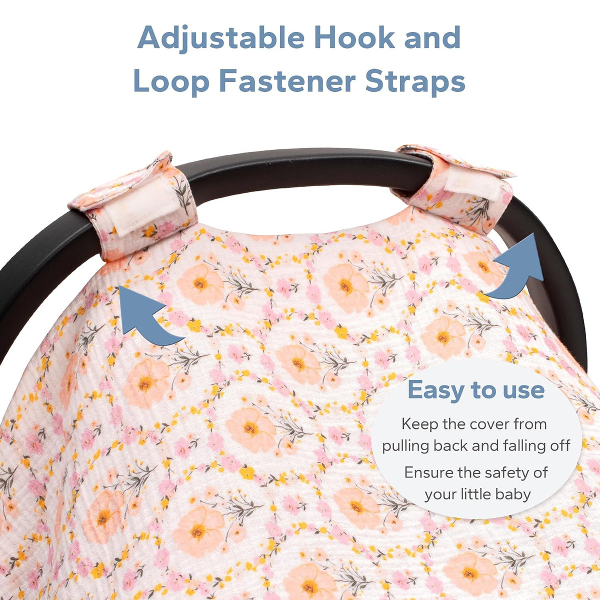 2-in-1 Muslin Baby Car Seat Cover & Nursing Cover, Soft Lightweight Breastfeeding Cover for Boys and Girls,Breathable Canopy for Infant Carseat & Stroller for Summer—Blueberrie