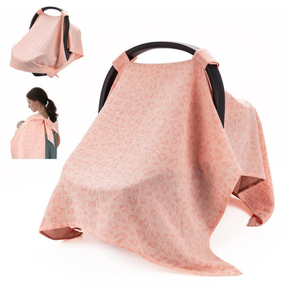2-in-1 Muslin Baby Car Seat Cover & Nursing Cover, Soft Lightweight Breastfeeding Cover for Boys and Girls,Breathable Canopy for Infant Carseat & Stroller for Summer—Blueberrie