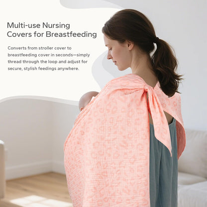 2-in-1 Muslin Baby Car Seat Cover & Nursing Cover, Soft Lightweight Breastfeeding Cover for Boys and Girls,Breathable Canopy for Infant Carseat & Stroller for Summer—Blueberrie