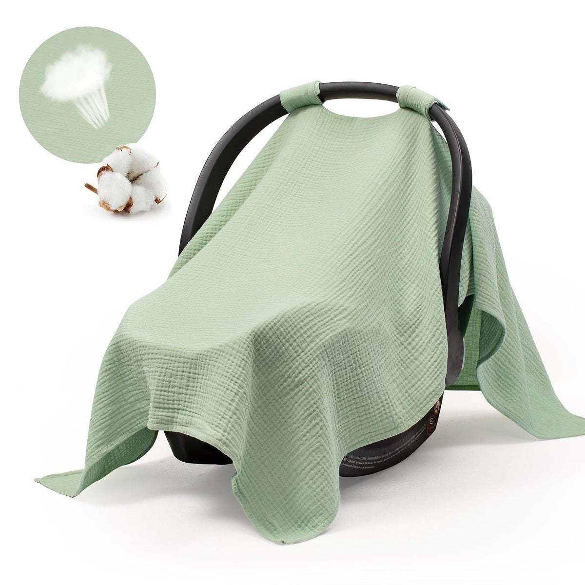 2-in-1 Muslin Baby Car Seat Cover & Nursing Cover, Soft Lightweight Breastfeeding Cover for Boys and Girls,Breathable Canopy for Infant Carseat & Stroller for Summer—Blueberrie