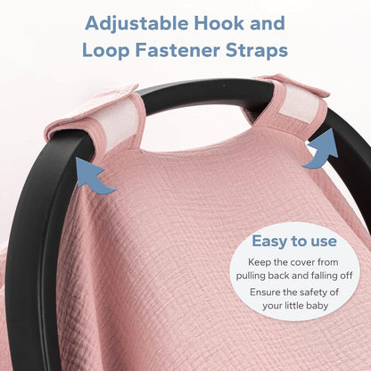 2-in-1 Muslin Baby Car Seat Cover & Nursing Cover, Soft Lightweight Breastfeeding Cover for Boys and Girls,Breathable Canopy for Infant Carseat & Stroller for Summer—Blueberrie
