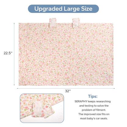 2-in-1 Muslin Baby Car Seat Cover & Nursing Cover, Soft Lightweight Breastfeeding Cover for Boys and Girls,Breathable Canopy for Infant Carseat & Stroller for Summer—Blueberrie