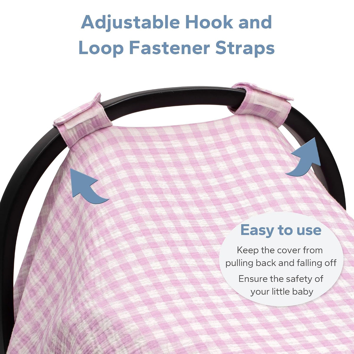 2-in-1 Muslin Baby Car Seat Cover & Nursing Cover, Soft Lightweight Breastfeeding Cover for Boys and Girls,Breathable Canopy for Infant Carseat & Stroller for Summer—Blueberrie