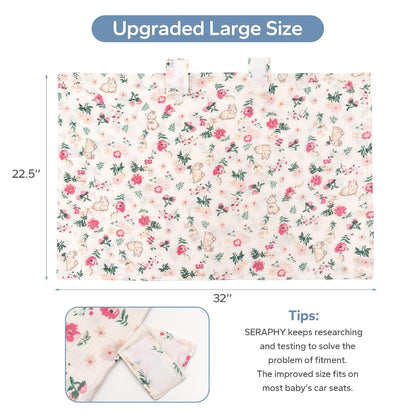 2-in-1 Muslin Baby Car Seat Cover & Nursing Cover, Soft Lightweight Breastfeeding Cover for Boys and Girls,Breathable Canopy for Infant Carseat & Stroller for Summer—Blueberrie