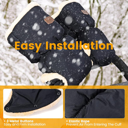 Orzbow Faux Sheepskin Stroller Gloves, Universal, Cozy & Warm, Dark Gray
