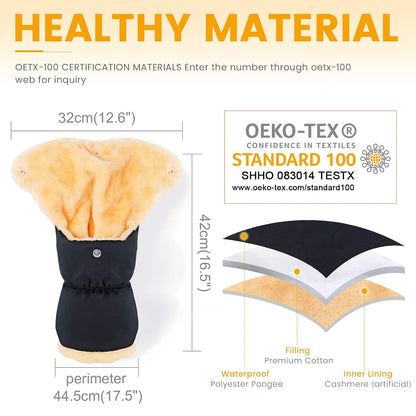 Orzbow Faux Sheepskin Stroller Gloves, Universal, Cozy & Warm, Dark Gray