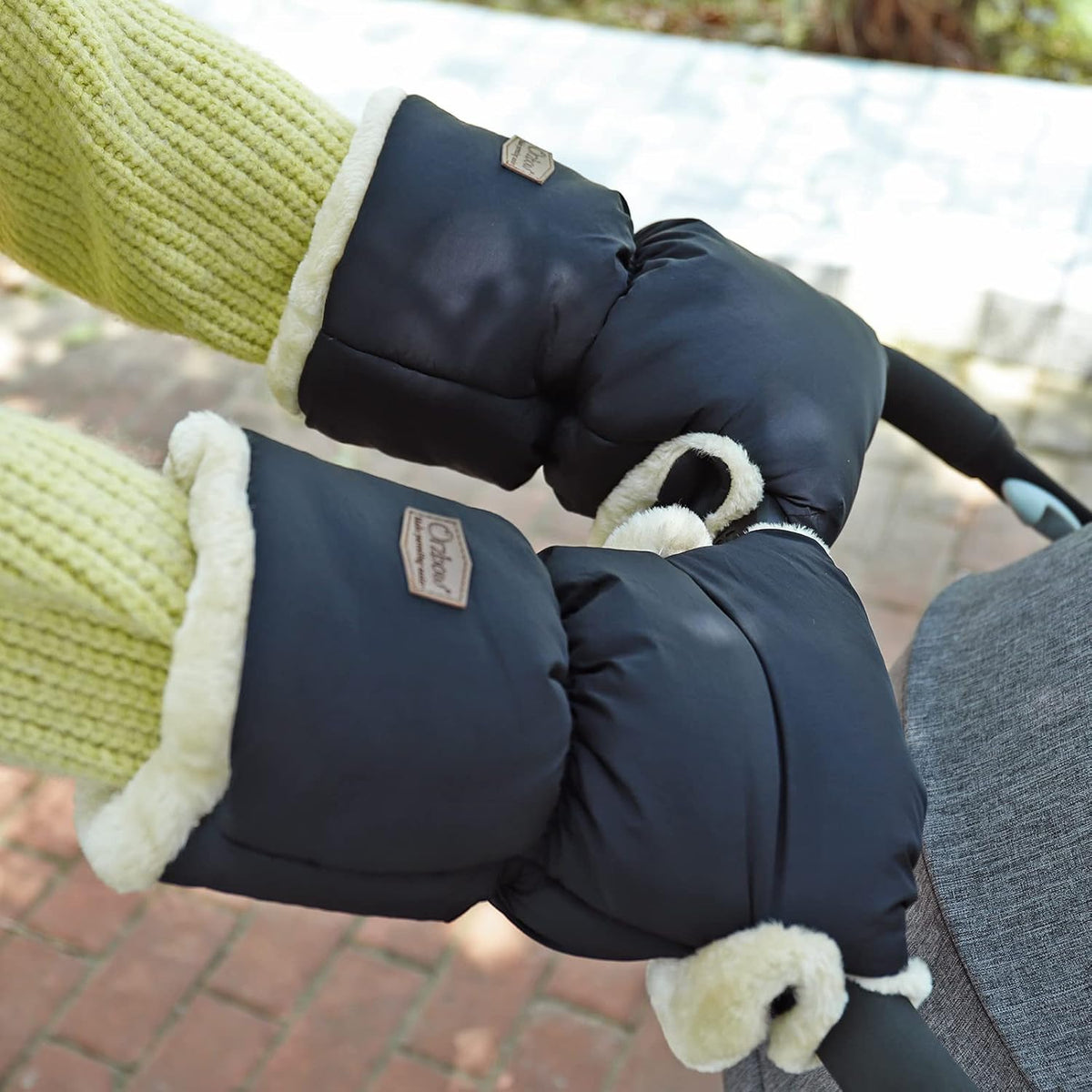 Orzbow Faux Sheepskin Stroller Gloves, Universal, Cozy & Warm, Dark Gray