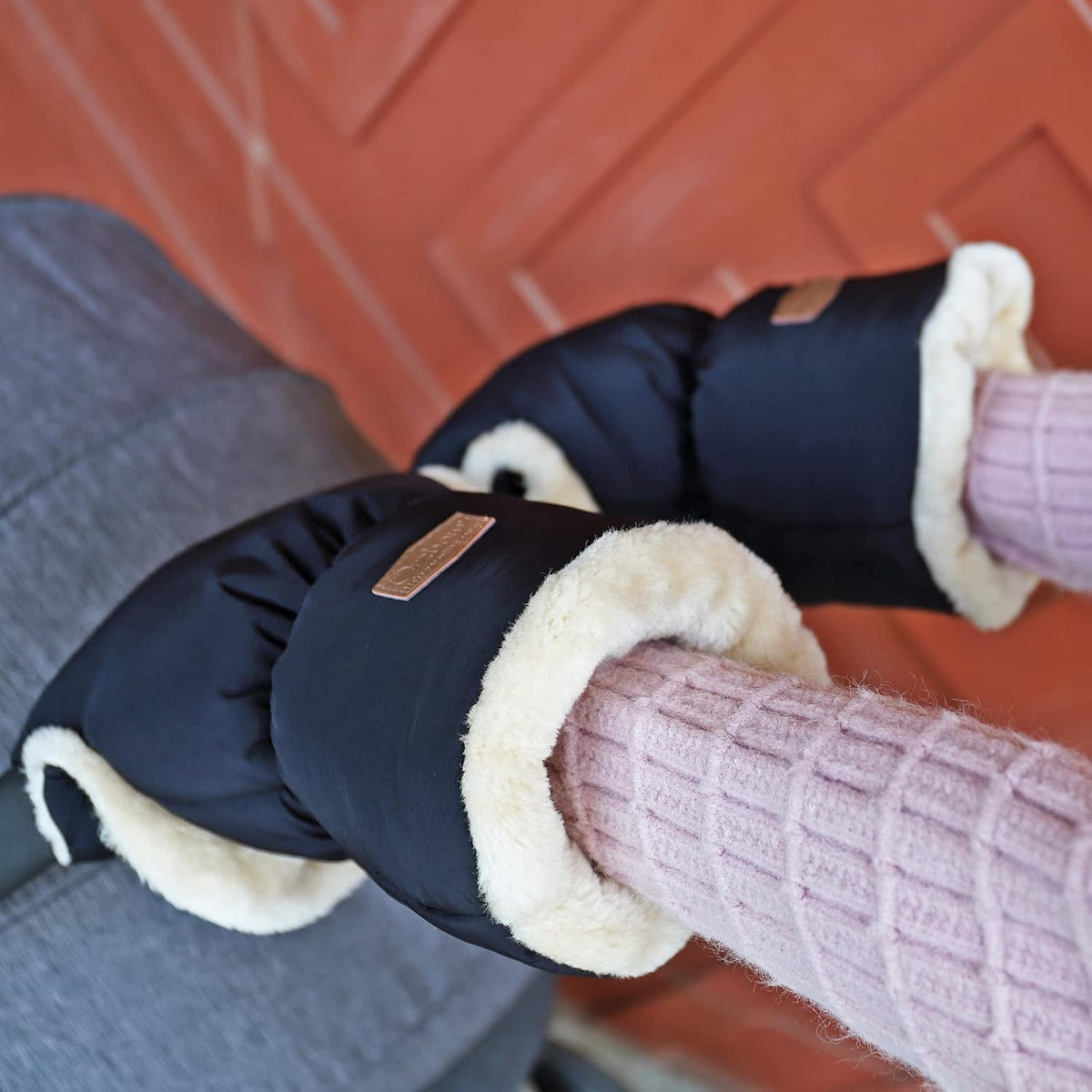 Orzbow Faux Sheepskin Stroller Gloves, Universal, Cozy & Warm, Dark Gray