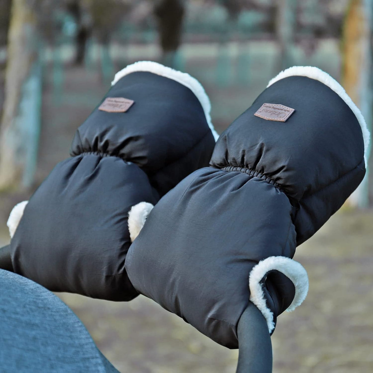Orzbow Faux Sheepskin Stroller Gloves, Universal, Cozy & Warm, Dark Gray