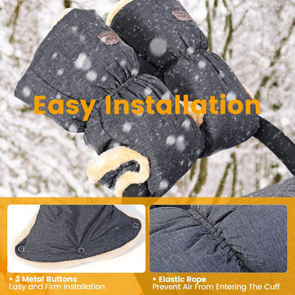 Orzbow Faux Sheepskin Stroller Gloves, Universal, Cozy & Warm, Dark Gray