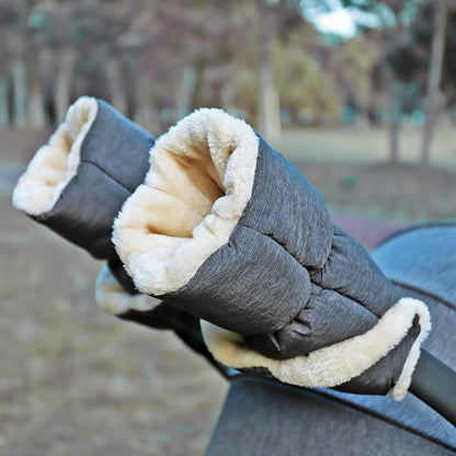 Orzbow Faux Sheepskin Stroller Gloves, Universal, Cozy & Warm, Dark Gray