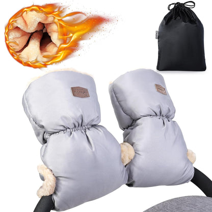 Orzbow Faux Sheepskin Stroller Gloves, Universal, Cozy & Warm, Dark Gray