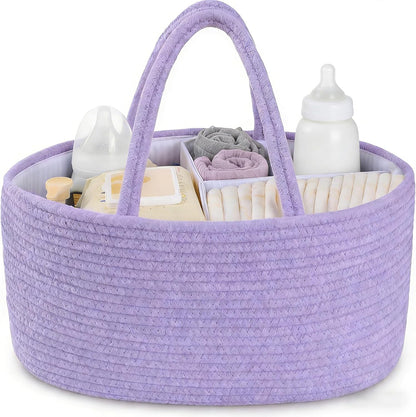 Diaper Caddy Organizer with Handle (White Green-Baby)