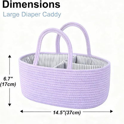 Diaper Caddy Organizer with Handle (White Green-Baby)