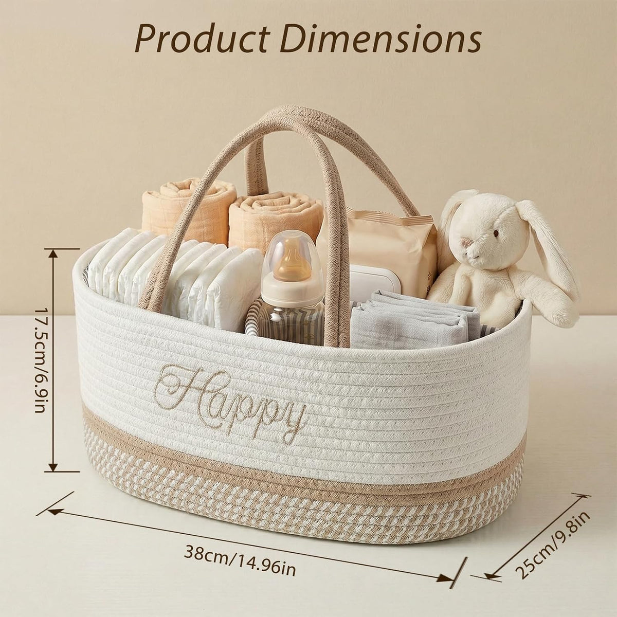 Diaper Caddy Organizer with Handle (White Green-Baby)