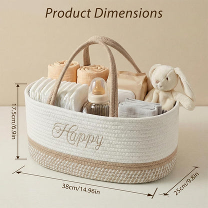 Diaper Caddy Organizer with Handle (White Green-Baby)