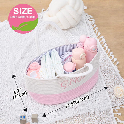 Diaper Caddy Organizer with Handle (White Green-Baby)