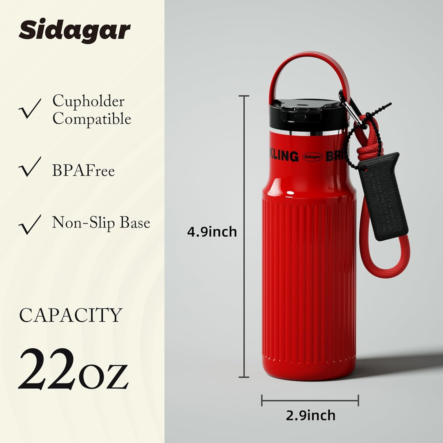 19 oz Insulated Travel Tumbler with Flip Lids, Double Wall Coffee Mug Stainless Steel Water Bottle, Leakproof BPA-Free Cup for Gym Cup-Holder Friendly
