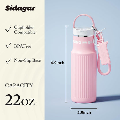 19 oz Insulated Travel Tumbler with Flip Lids, Double Wall Coffee Mug Stainless Steel Water Bottle, Leakproof BPA-Free Cup for Gym Cup-Holder Friendly