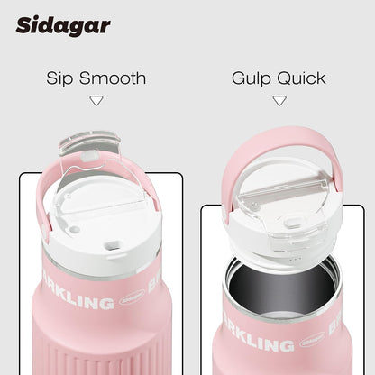 19 oz Insulated Travel Tumbler with Flip Lids, Double Wall Coffee Mug Stainless Steel Water Bottle, Leakproof BPA-Free Cup for Gym Cup-Holder Friendly