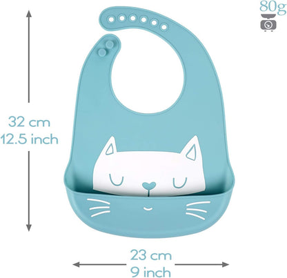 Baby Silicone Feeding Bibs, 3pcs Adjustable Waterproof Bibs for Feeding