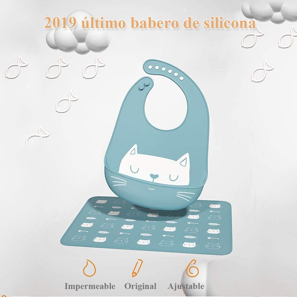 Baby Silicone Feeding Bibs, 3pcs Adjustable Waterproof Bibs for Feeding