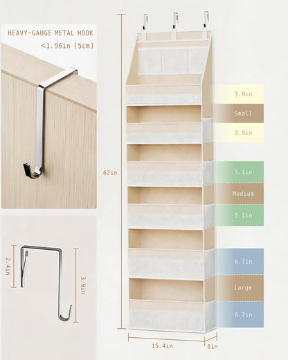 Over The Door Organizer 6 Large +13 Mesh Side Pockets