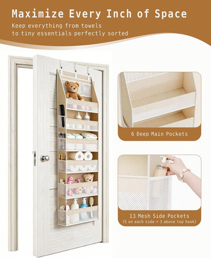 Over The Door Organizer 6 Large +13 Mesh Side Pockets