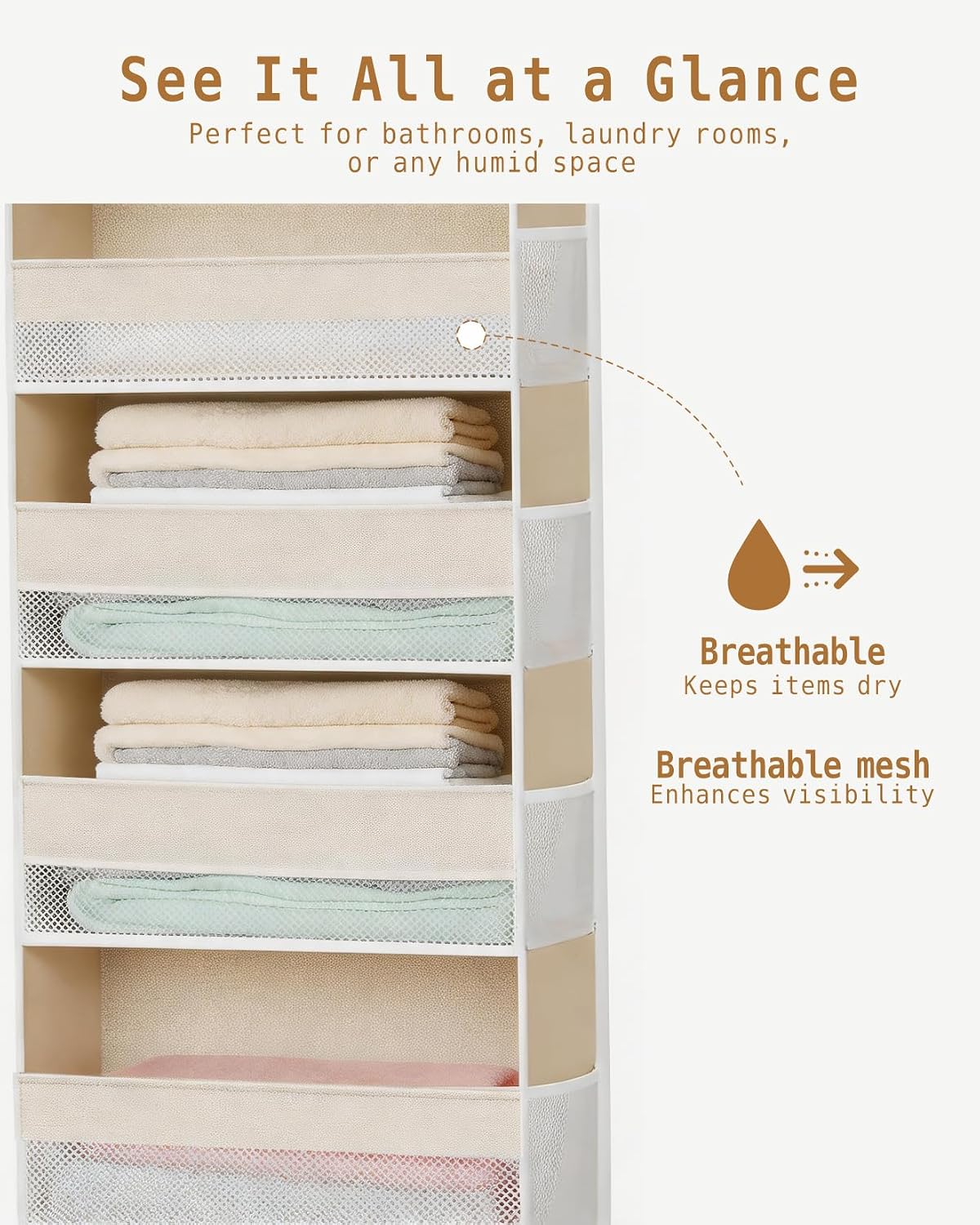 Over The Door Organizer 6 Large +13 Mesh Side Pockets