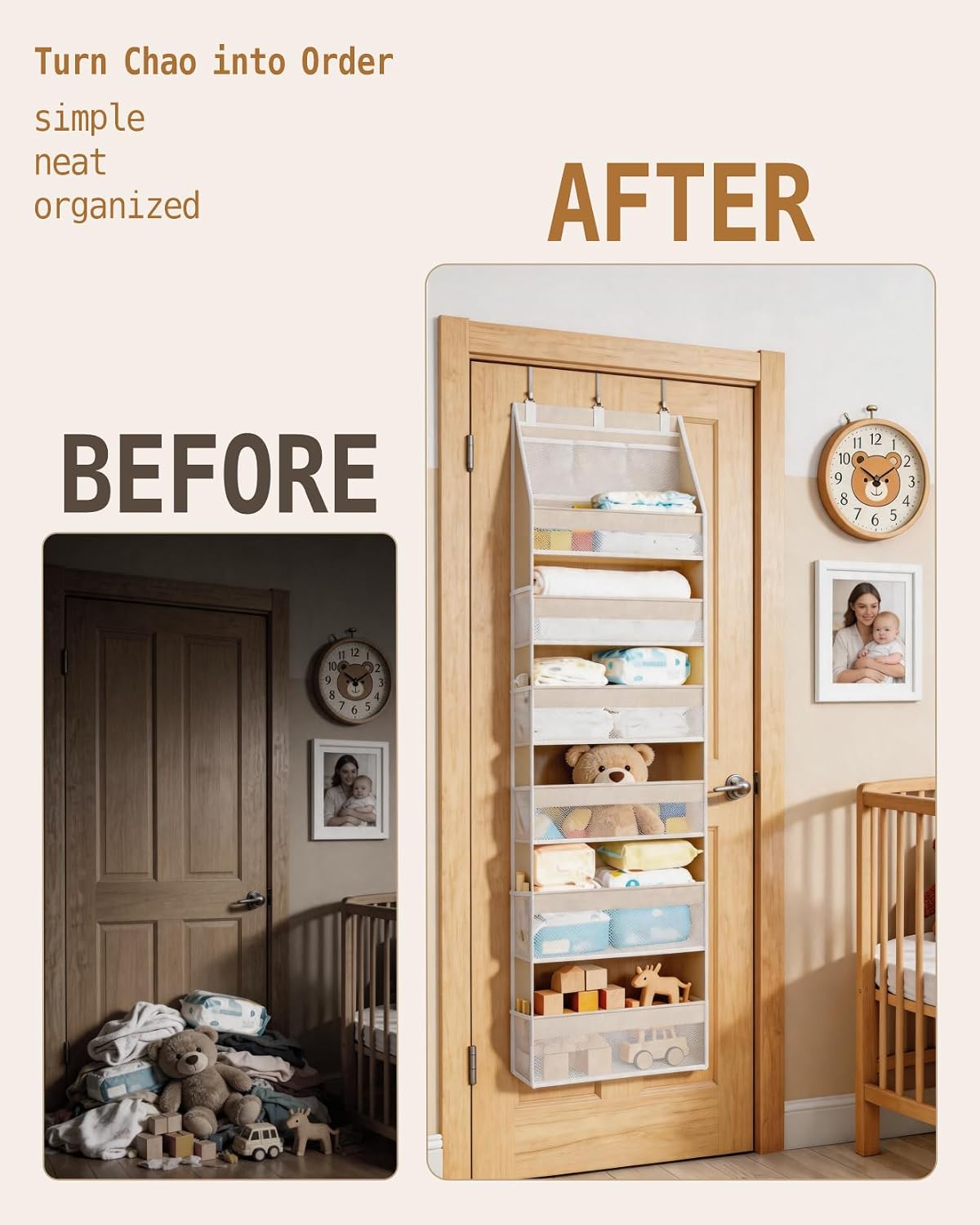 Over The Door Organizer 6 Large +13 Mesh Side Pockets