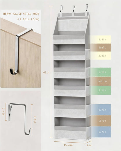 Over The Door Organizer 6 Large +13 Mesh Side Pockets